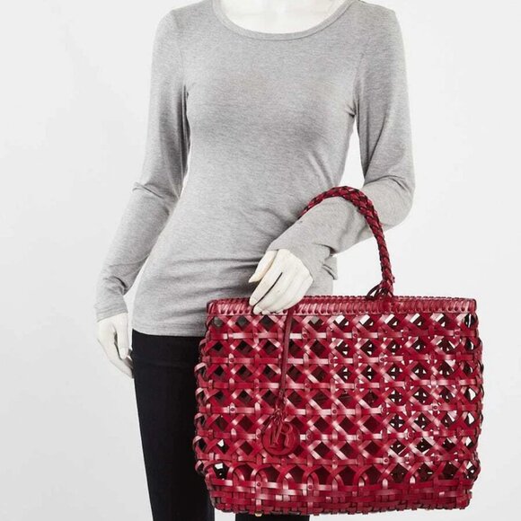 Christian Dior Red Leather Diorcabas Tote Bag - Picture 2 of 12